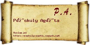Páskuly Agáta névjegykártya